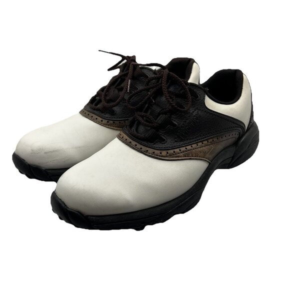 Footjoy Green Joys Size 7 M White Brown Saddle Oxford Leather Golf Shoes 45402 main image 7